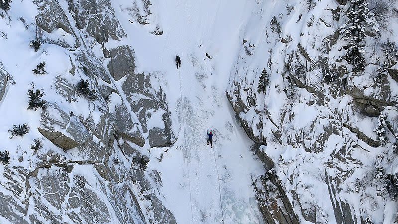 Ice climbers climb in Little Cottonwood Canyon on Feb. 5, 2016. A Salt Lake woman died Sunday while ice climbing near Indian Canyon in Duchesne County.