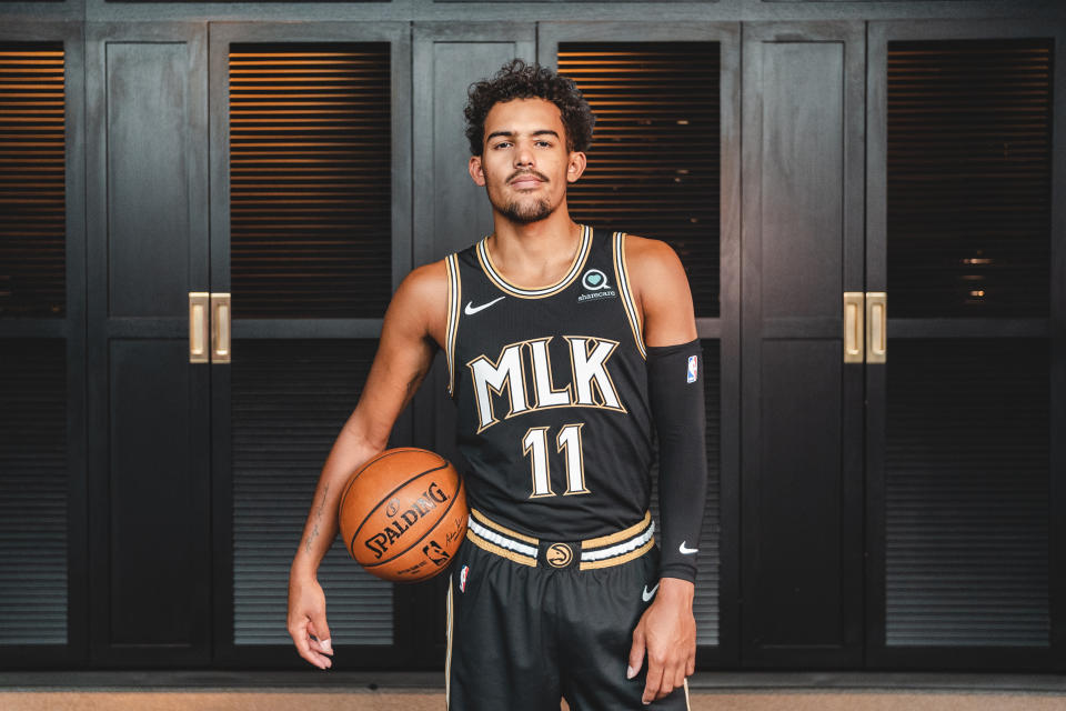 Trae Young in the Hawks' MLK jersey.  (Courtesy of the Atlanta Hawks)