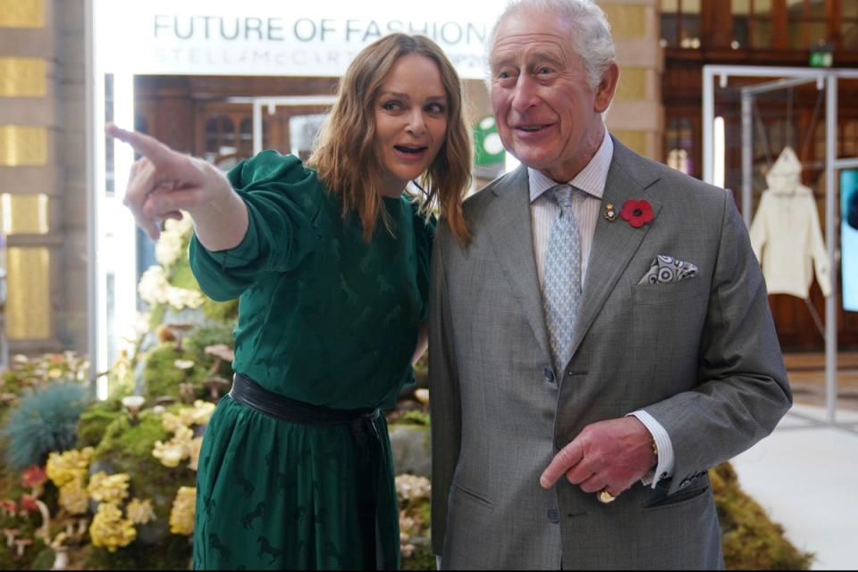 Fashion king: Charles with Stella McCartney (AP)