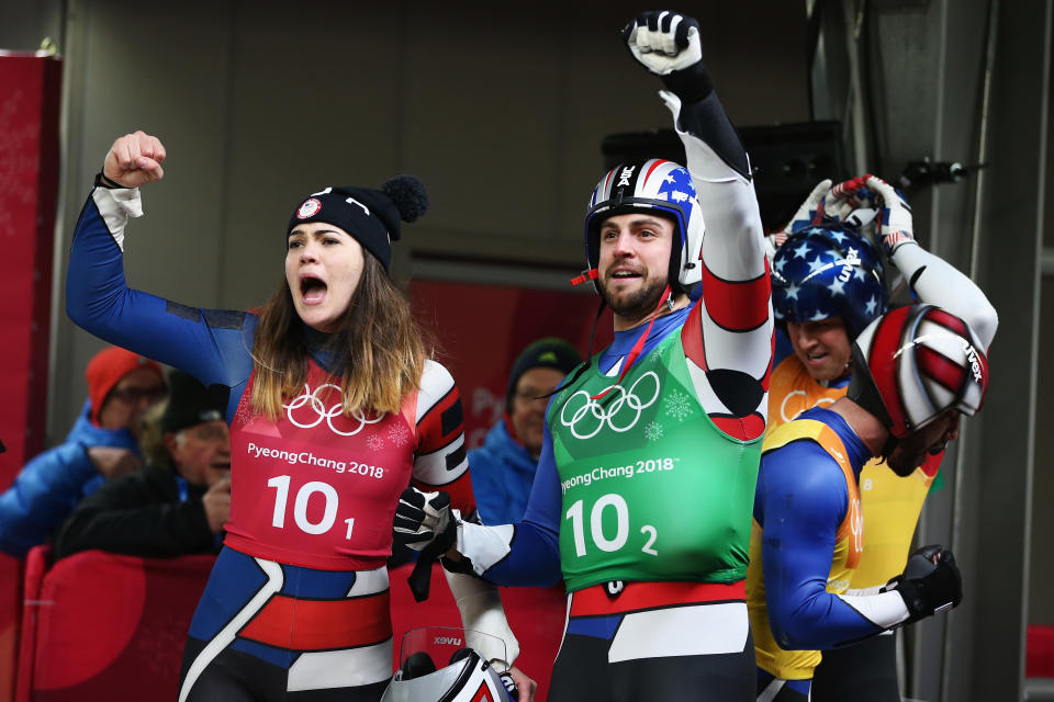 Members of the U.S. luge relay team were oh so close to medaling in PyeongChang. (Getty)