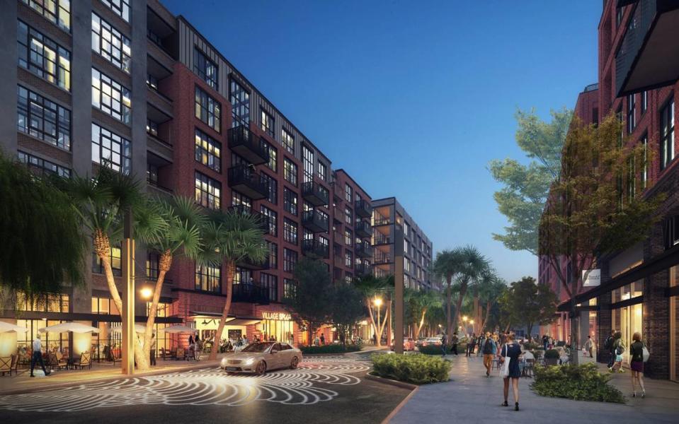 Here’s a rendering of the apartment area of FAT Village redevelopment. There will 603 apartment rentals, ranging from studios to three-bedroom apartments.