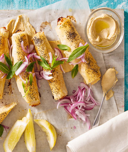 A great way to turn leftovers from a family meal into a light and crispy finger food for entertaining. <br><br><a rel="nofollow" href="https://au.lifestyle.yahoo.com/better-homes-gardens/recipes/r/25817630/cumin-spiced-turkey-filo-fingers/" data-ylk="slk:RECIPE: Turkey filo fingers;elm:context_link;itc:0;sec:content-canvas" class="link ">RECIPE: Turkey filo fingers</a>