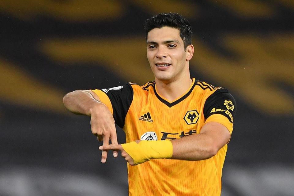 Raul Jimenez celebrates his goalPOOL/AFP via Getty Images