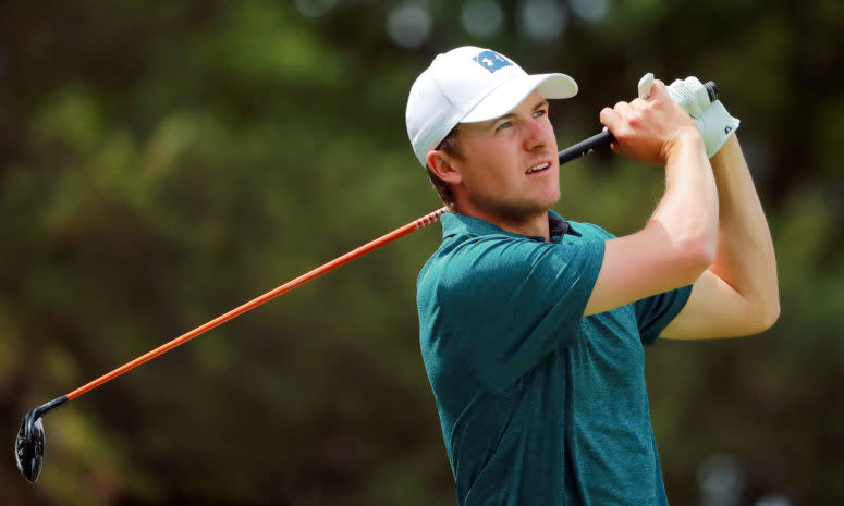 Jordan Spieth teeing off.