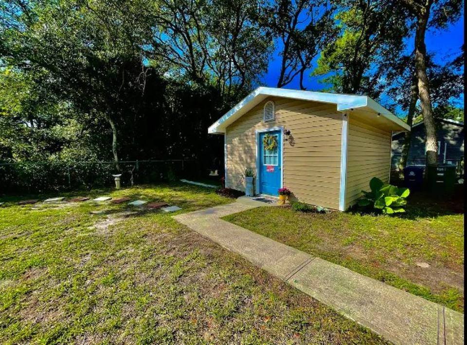 The Love Shack is a studio bungalow in North Myrtle Beach, four blocks from the beach.  It comes with a sweetheart package for an additional fee.