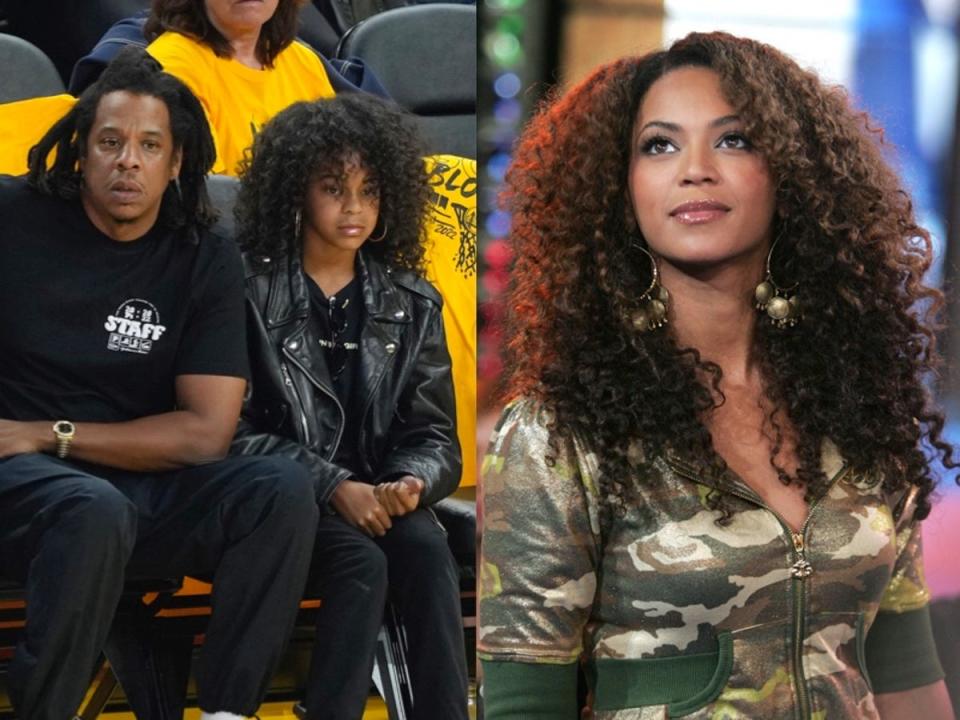 Blue Ivy (left) was compared to her mother (right) during a recent outing with Jay Z (Getty Images)