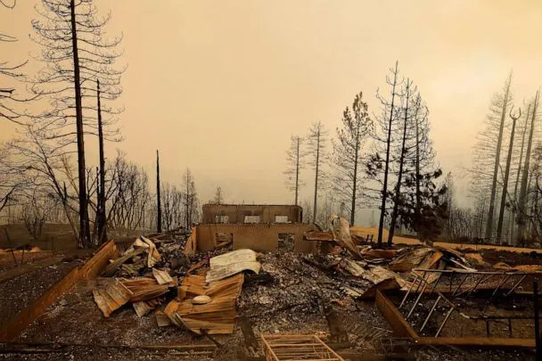 PHOTO: In this Sept. 7, 2022, file photo, a property destroyed by Mosquito Fire is shown in the Michigan Bluff neighborhood of Foresthill, in Placer County, Calif. (Fred Greaves/Reuters, FILE)