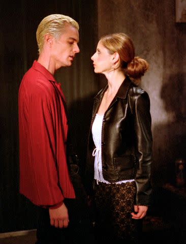 <p>20th Century Fox Television/Kobal/Shutterstock </p> James Marsters and Sarah Michelle Gellar as Spike and Buffy on 'Buffy The Vampire Slayer.'