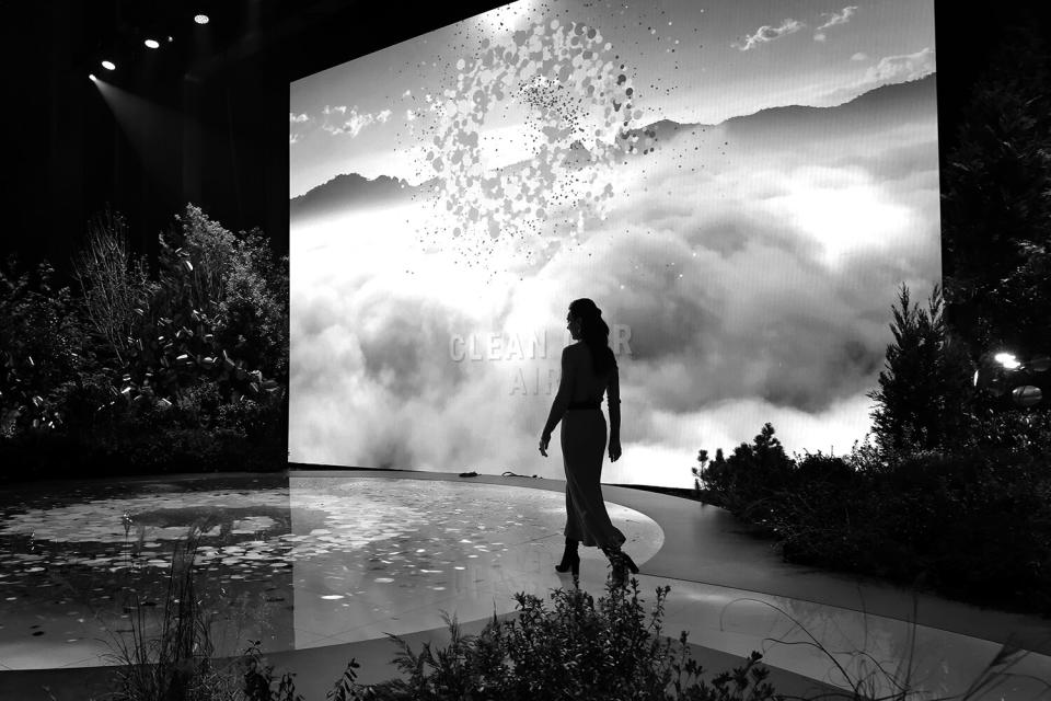 Catherine, Princess of Wales walks onto the stage during rehearsals for the Earthshot Awards at MGM Music Hall at Fenway on December 01, 2022 in Boston, Massachusetts.