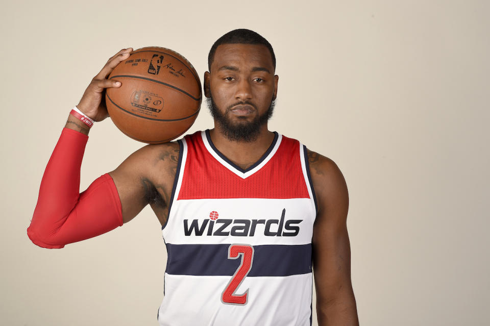 <p>“On a sale of 1-10, how excited are you about this season, John Wall?” (AP) </p>