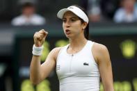 Britain Tennis - Wimbledon - All England Lawn Tennis & Croquet Club, Wimbledon, England - 1/7/16 USA's Christina McHale celebrates during her match against USA's Serena Williams REUTERS/Paul Childs