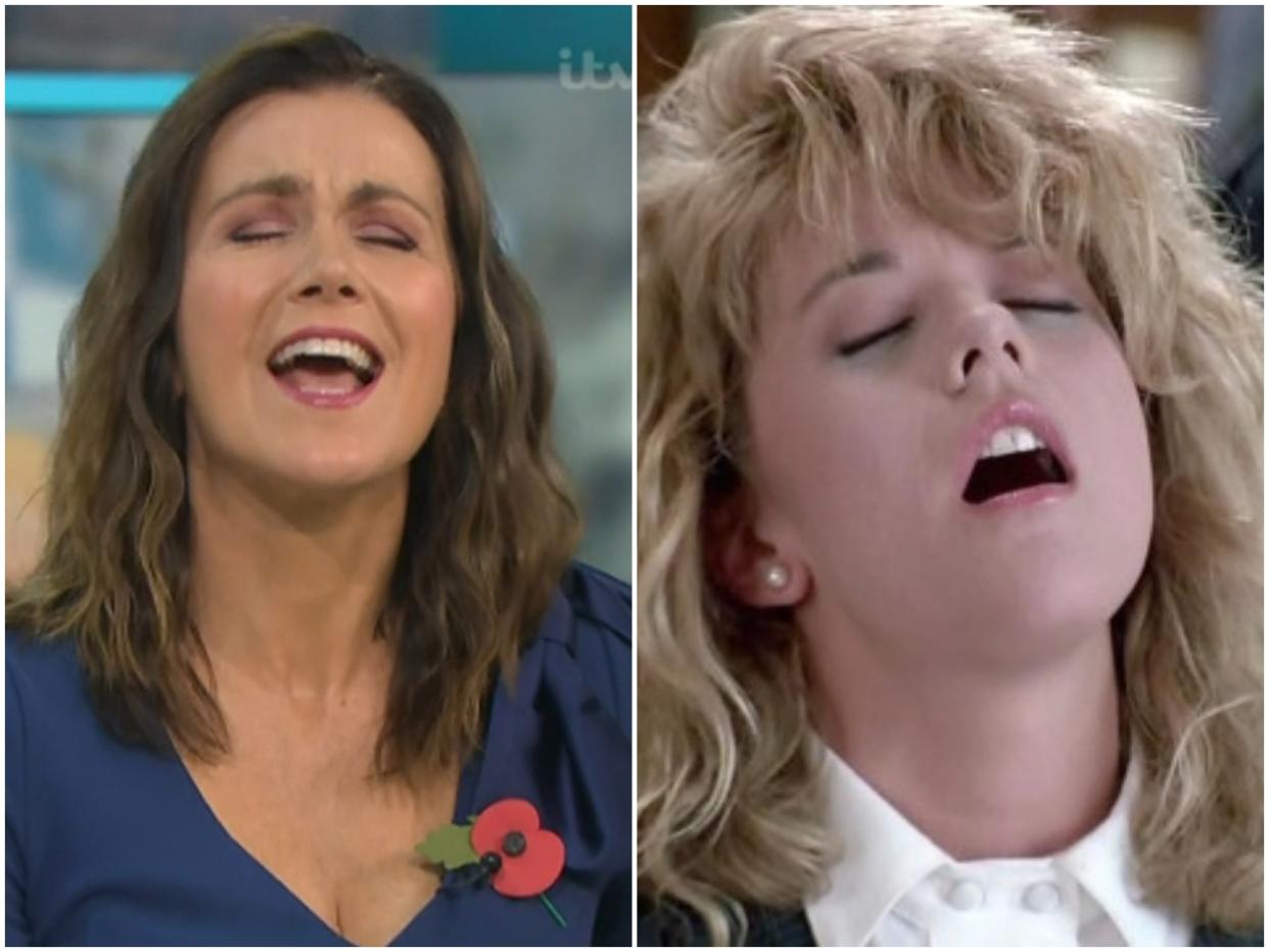 Susanna Reid on GMB and Meg Ryan in When Harry Met Sally (ITV/Columbia)