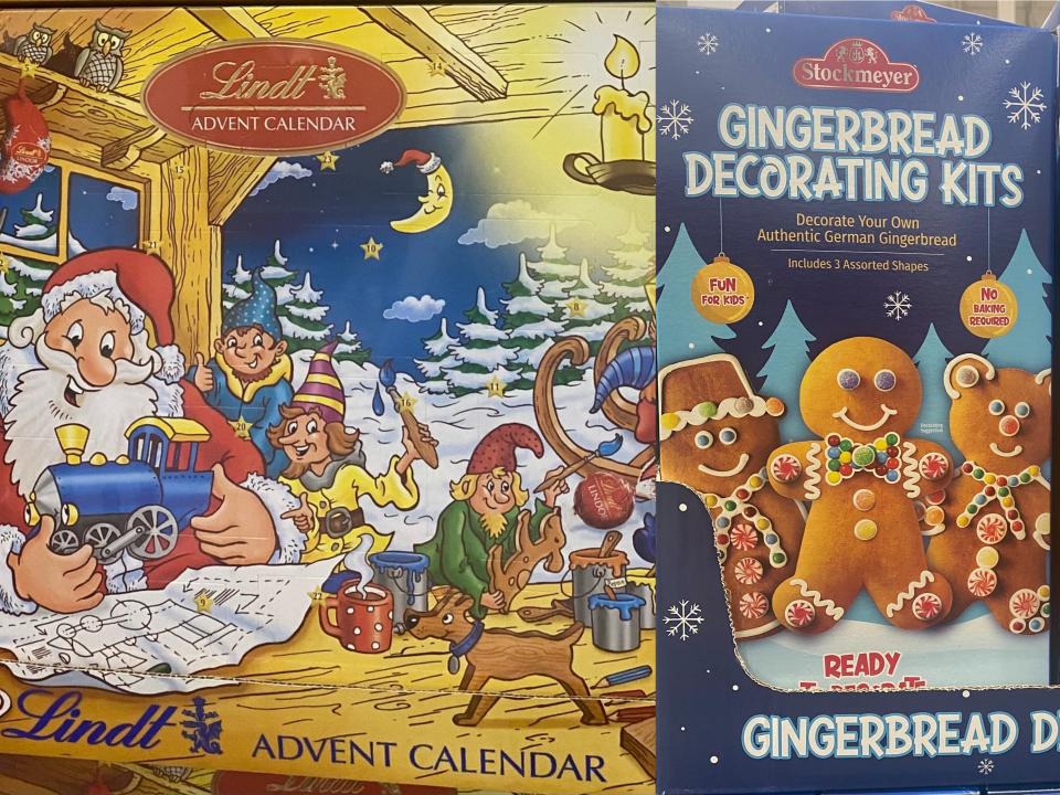 Lindt advent calendar; Gingerbread decorating kits