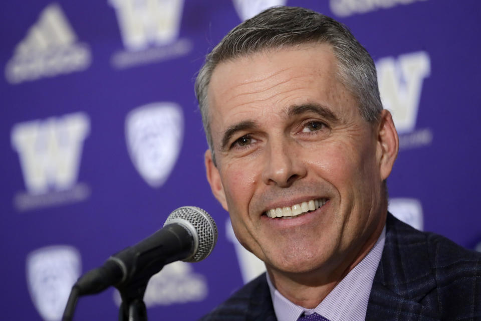 Chris Petersen's final game as the head coach at Washington will come against the school that put him on the map: Boise State. (AP Photo/Elaine Thompson)