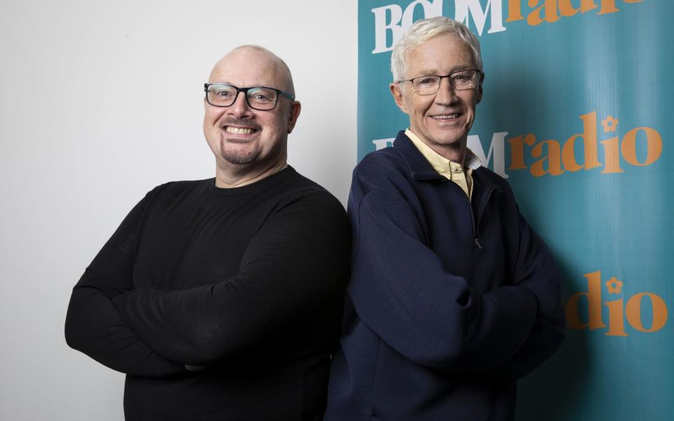 Paul O'Grady, pictured with producer Malcolm Prince, was set to host a one off Easter Sunday show on Boom Radio - Emilie Sandy Photography