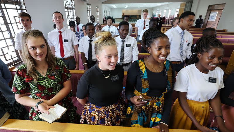 Missionaries sing during a missionary conference of The Church of Jesus Christ of Latter-day Saints in Lusaka, Zambia, on Thursday, Feb. 23, 2023.