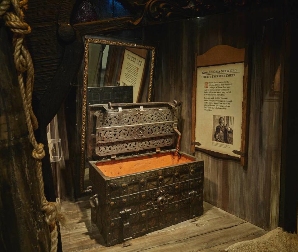 The only authenticated pirate treasure chest in existence at the St. Augustine Pirate and Treasure Museum in St. Augustine, Florida.