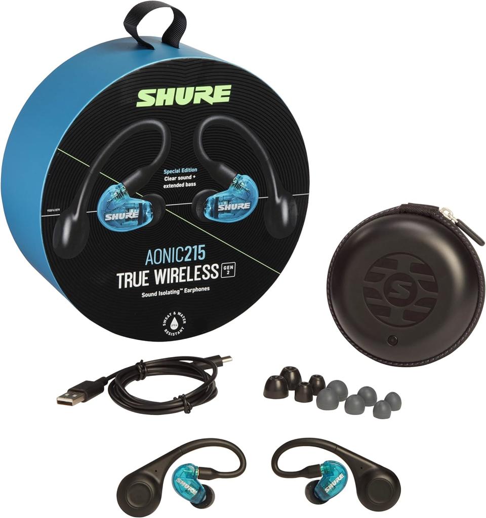 Shure (2nd Generation) AONIC 215 Fully Wireless High Sound Isolating Earbuds, SE21DYBL+TW2-A Translucent Blue (Photo: Amazon)