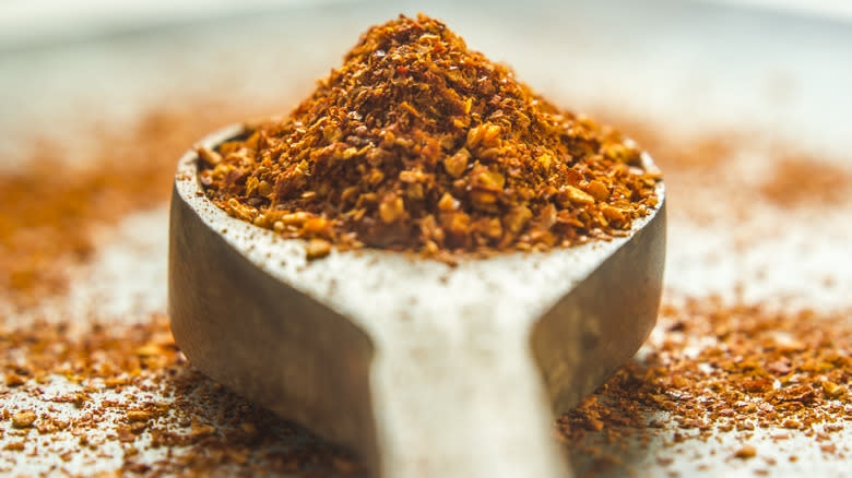 Chili powder on a spoon