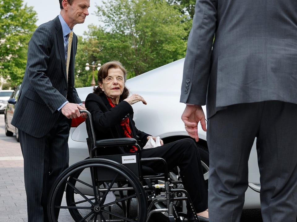 Feinstein outside the Capitol on May 10.