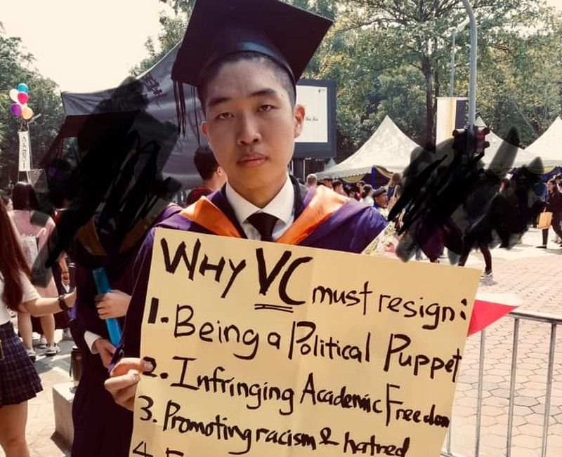 Wong Yan Ke posted a video on Facebook today in which he said he was informed that the printout was not ready when he went to collect it and return his graduation robe. — Picture via Facebook/Wong Yan Ke