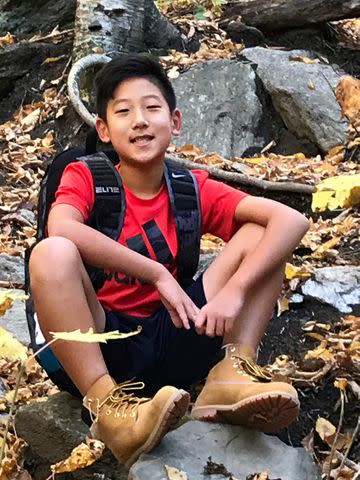 <p>Courtesy Emily Hackett-Fiske</p> Ryan Fortin on a hike in 2019.