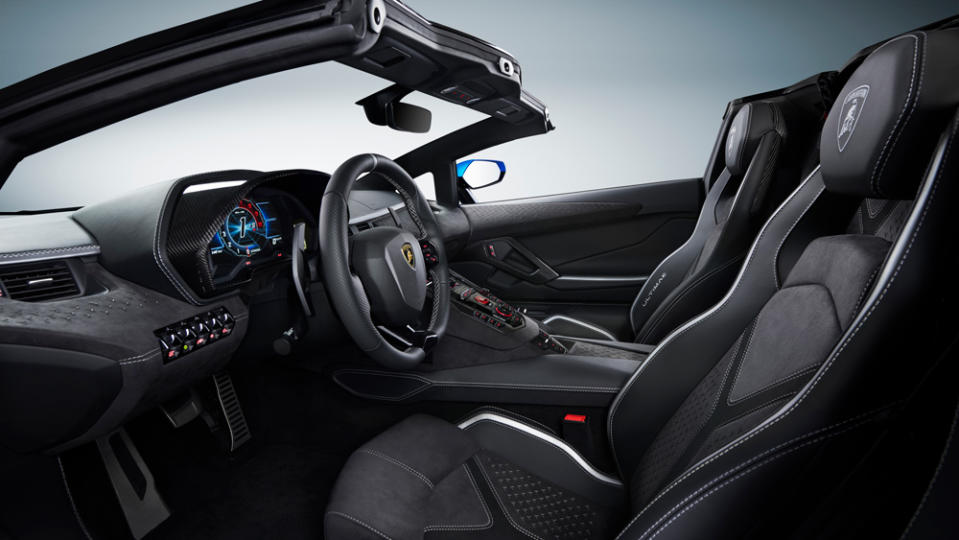The interior features a digital dashboard, a voice-activated infotainment system and the option of telemetry functionality. - Credit: Photo by Diego Vigarani, courtesy of Automobili Lamborghini S.p.A.