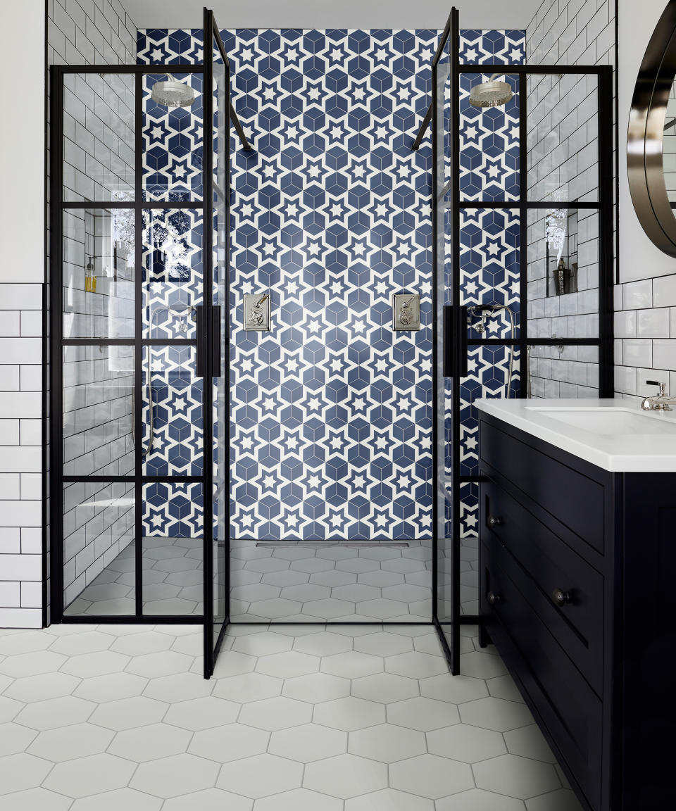 Create a feature wall with shower tiles
