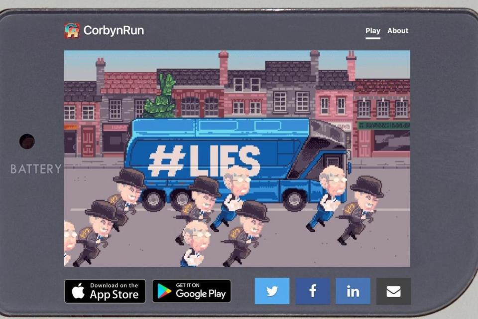 The game is available on Android and iOS (Corbyn Run)