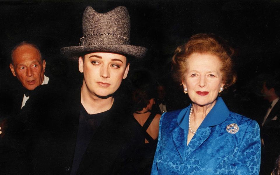 'It was like the Eiffel Tower had walked into the room': Boy George on Margaret Thatcher; the pair photographed together at a charity event in 1988 -  James Peltekian