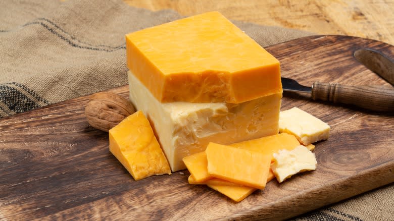 stacked blocks of cheese