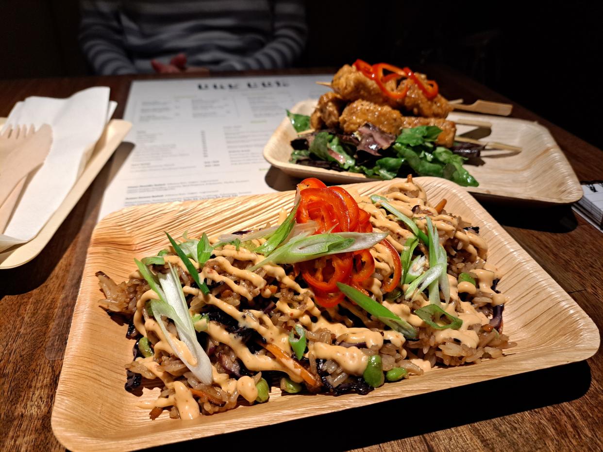 Fried rice and tofu skewers at Dax Box, 1006 E. Broad St.