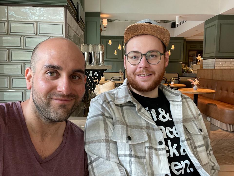 That's me, Nic Garcia, and my boyfriend Jacob Zauche at Hobnob Coffee and Wine Bar in downtown Des Moines. Hobnob, in the Fort Des Moines Hotel, just opened and will soon feature a speakeasy.