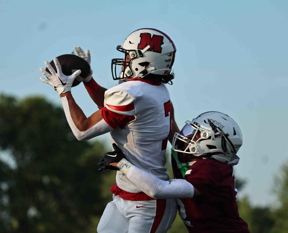 Milford wide receiver Reece Davis posted 131 receiving yards and two touchdowns in Milford's win over Lebanon on Friday night.