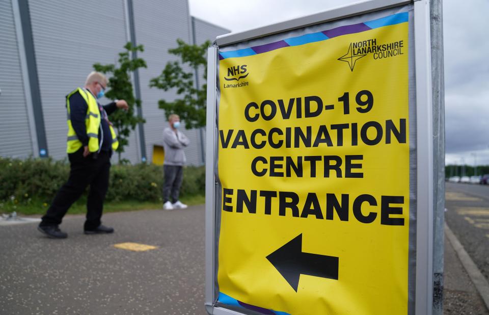 A sign for a Covid-19 vaccination centre (PA Wire)