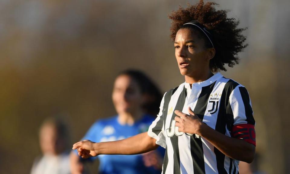 Defender Sara Gama plays for Juventus against Sassuolo in Vinovo