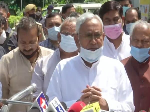 Bihar Chief Minister Nitish Kumar speaking to reporters in Patna on Wednesday. [Photo/ANI]