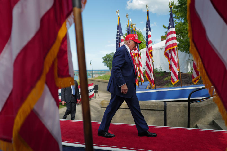 Republican presidential candidate former President Donald Trump leaves a rally in Wisconsin on June 18, 2024.<span class="copyright">Scott Olson—Getty Images</span>