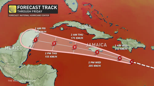 Beryl forecast track through Friday_July 2