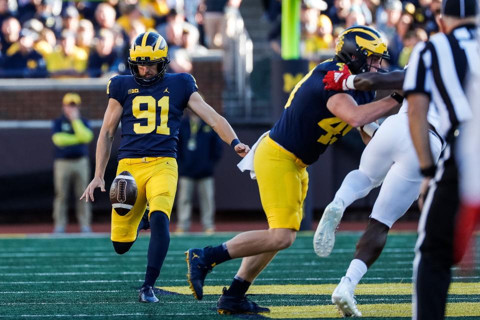Michigan punter Brad Robbins, a Westerville South graduate, was picked by the Bengals in the sixth round of the NFL draft on Saturday.