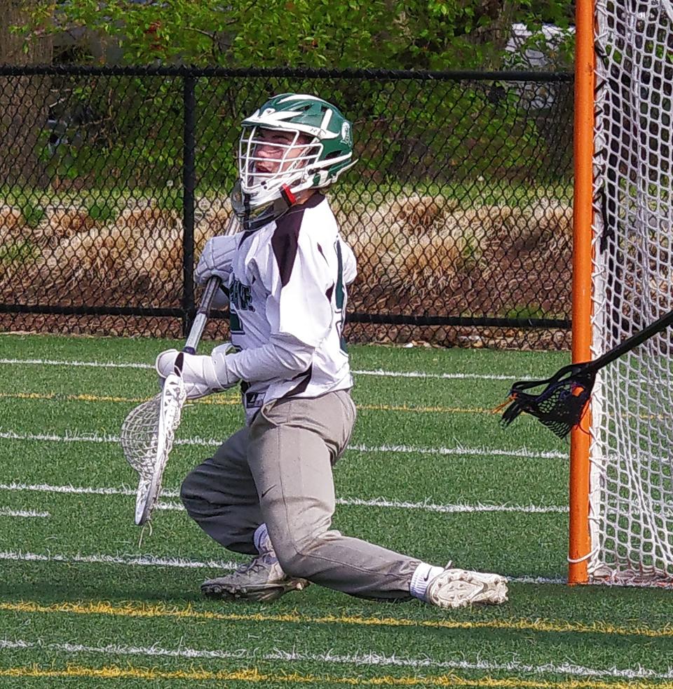 Jake Quinn had a strong game in net for Abington against Hull on Tuesday, May 9, 2023, coming on the top side of a 15-4 score.