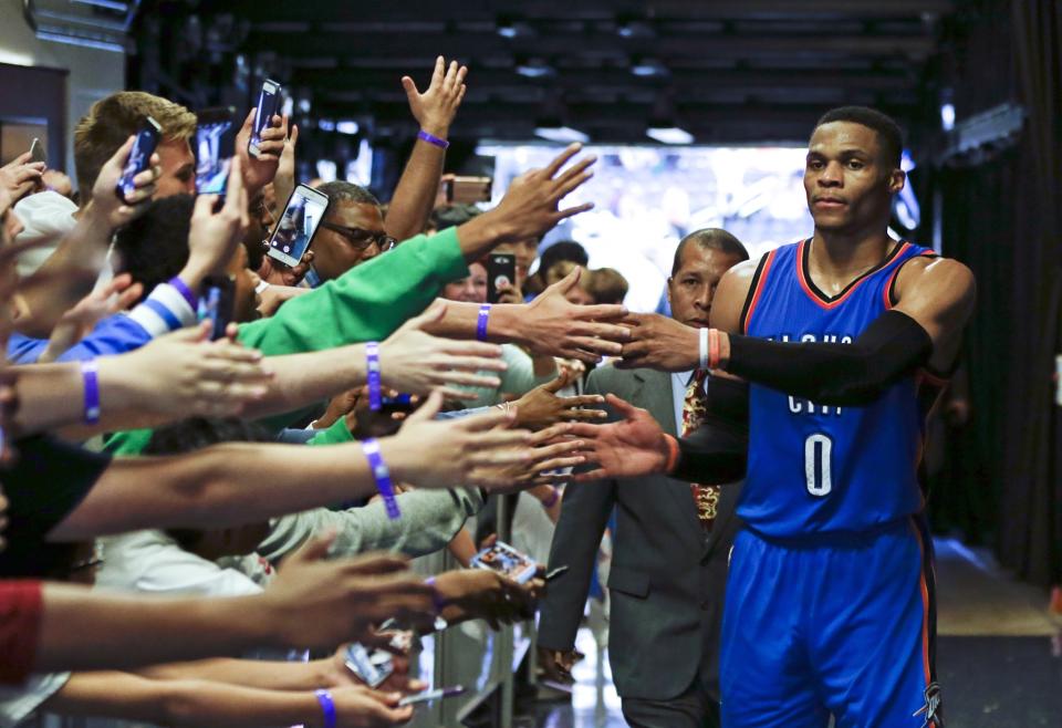 Try as they might, nobody in Orlando could touch Russell Westbrook on Wednesday night. (AP)