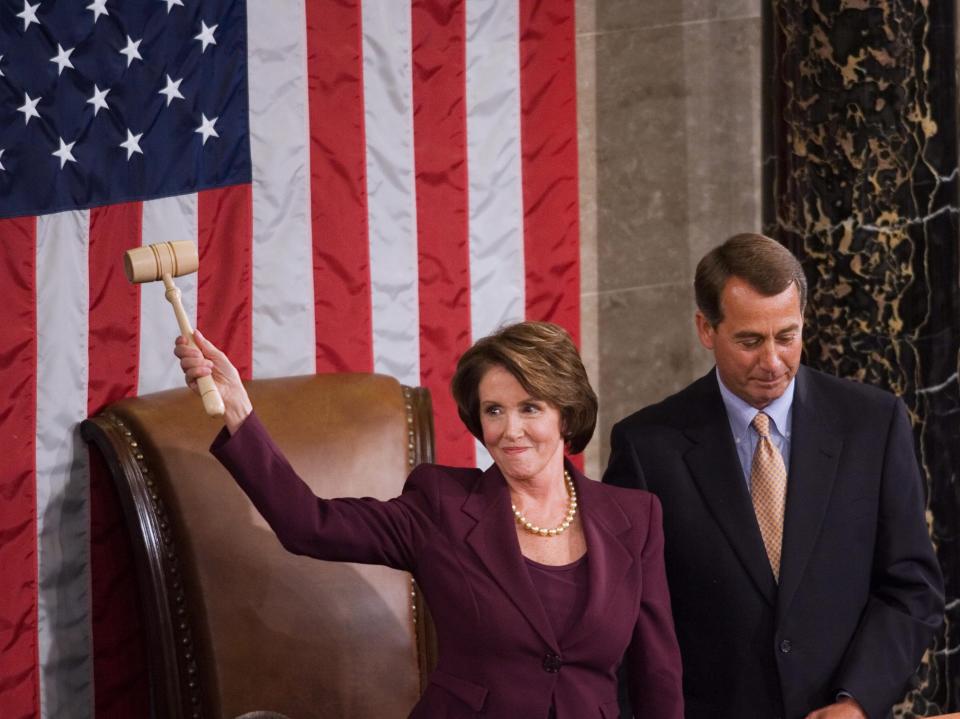 Nancy Pelosi holds the gavel in Congress in 2006