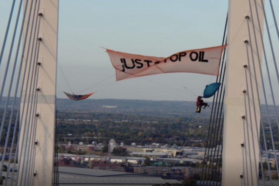 Just Stop Oil protesters at the Dartford Crossing (Essex Police/PA) (PA Media)