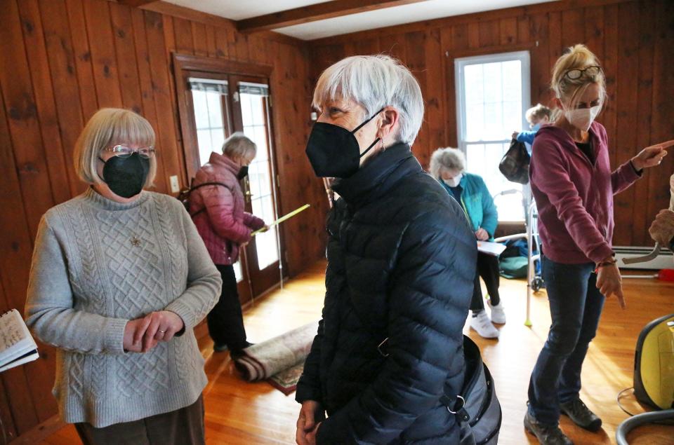 Sudie Blanchard, left, and Charlotte Ramsay, both from Durham, are co-organizers of the volunteer efforts through the Ascentria Care Alliance, a social services organization that is working to resettle Afghan refugees in New Hampshire and Massachusetts. They are seen Friday, Jan. 14, 2022 in a Portsmouth church rectory where the family will live.
