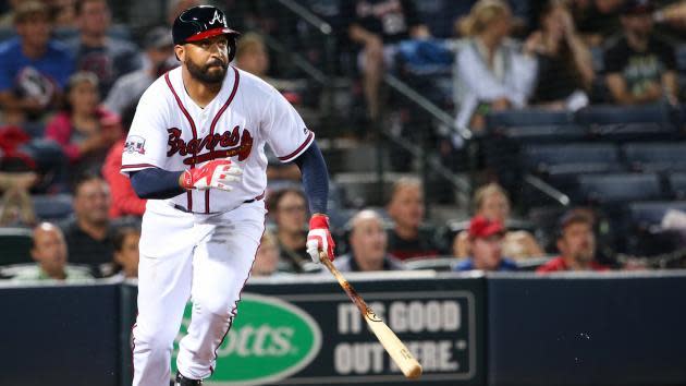 The Braves traded Matt Kemp back to the Dodgers on Saturday. (AP)