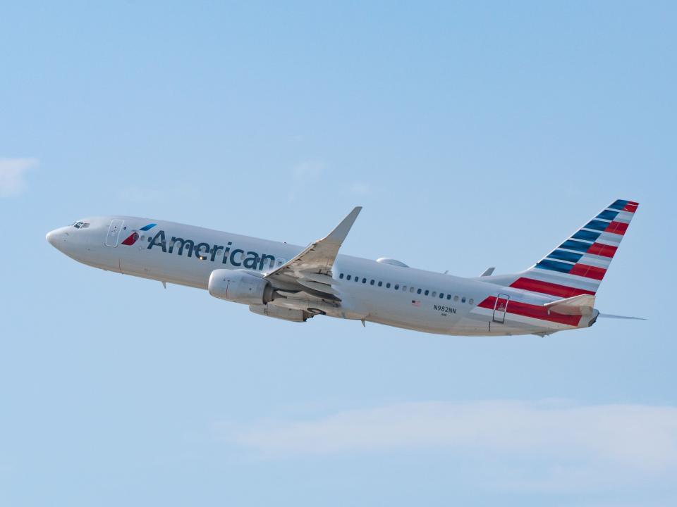 American Airlines Boeing 737-823 takes off at Los Angeles international Airport on July 30, 2022 in Los Angeles, California