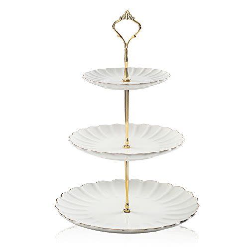 28) SWEEJAR 3-Tier Ceramic Cake Stand