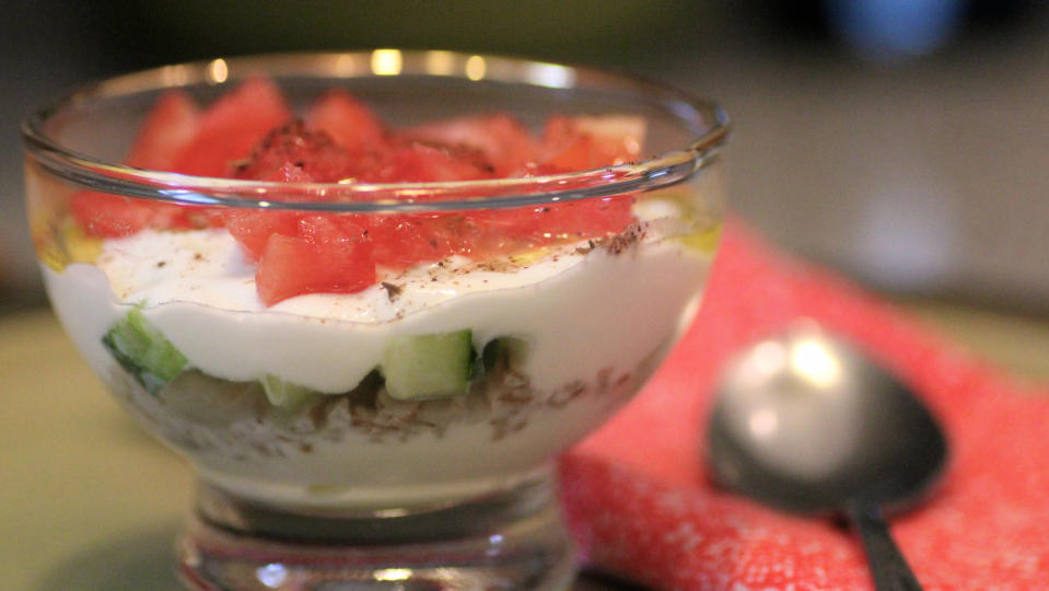 Savory yogurt parfait recipe (Sara Bir)