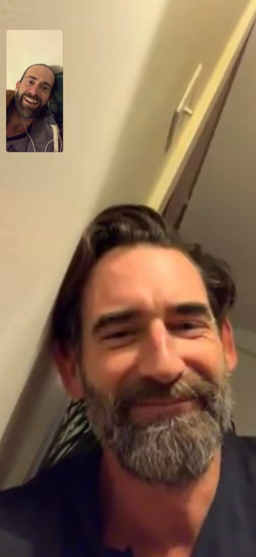 The author (upper left) and Tony on FaceTime while Greg was on COVID lockdown in Peru.